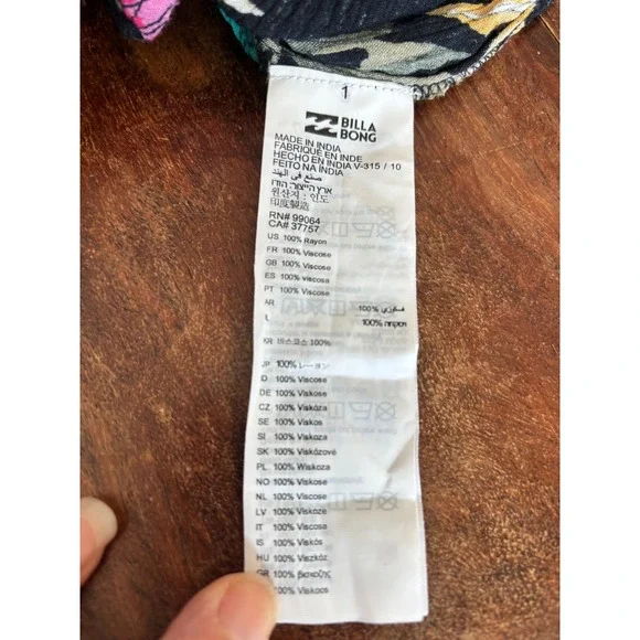 Women's Billabong Strapless Romper Hawaiian Print on black ruched bodice Sz Xs - Picture 8 of 9